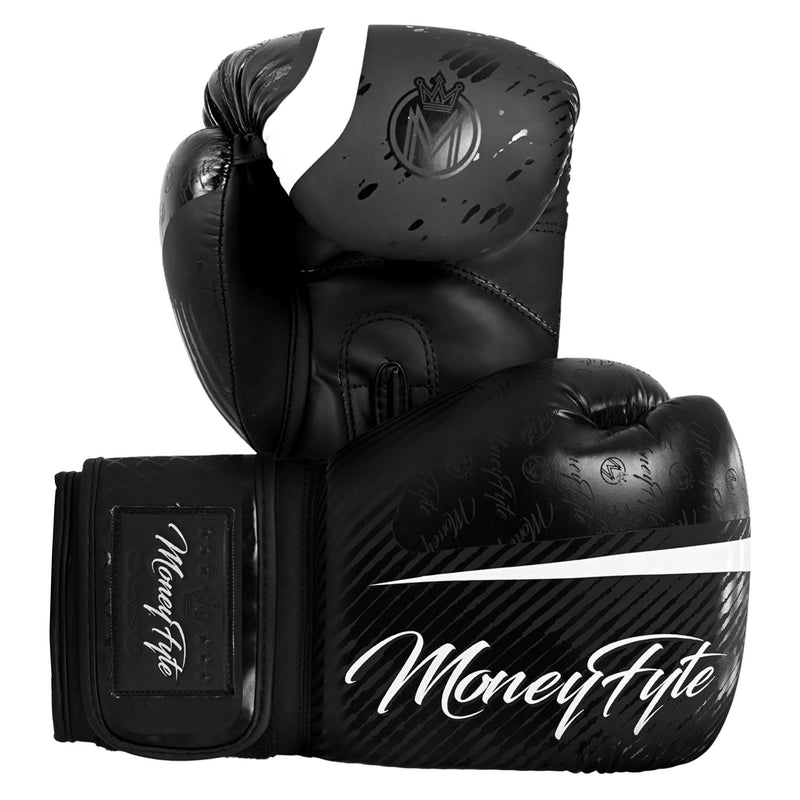 Boxing Gloves for Men & Women - Boxing, Kickboxing, Muay Thai, MMA, Training & Sparring - Punching Bag & Heavy Bag Gloves - MoneyFyte All Black 14 oz - BeesActive Australia