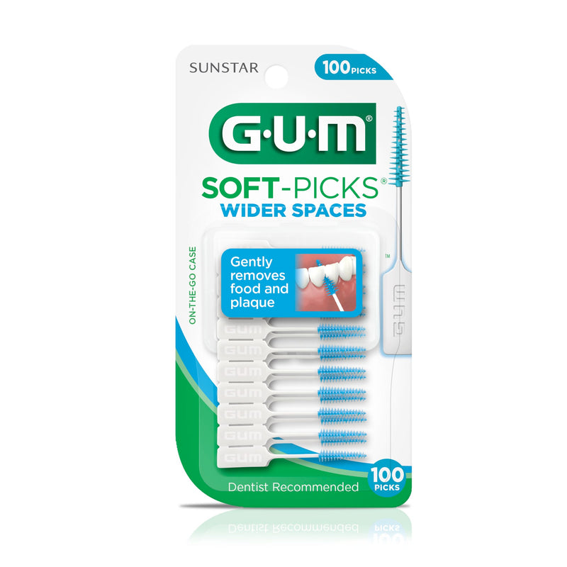 GUM Soft-Picks Wide Space, Easy to Use Dental Picks for Teeth Cleaning and Gum Health, with Convenient Carry Case, Dentist Recommended Dental Picks, 100 Count (Pack of 3) 100 Count (Pack of 3)