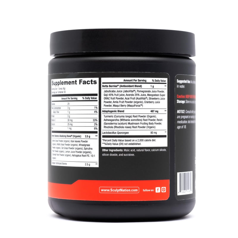 Sculpt Nation by V Shred Greens Strawberry - Premium Greens Powder & Superfood Blend with Collagen to Support Skin, Digestion, and Energy - 30-Day Supply - BeesActive Australia