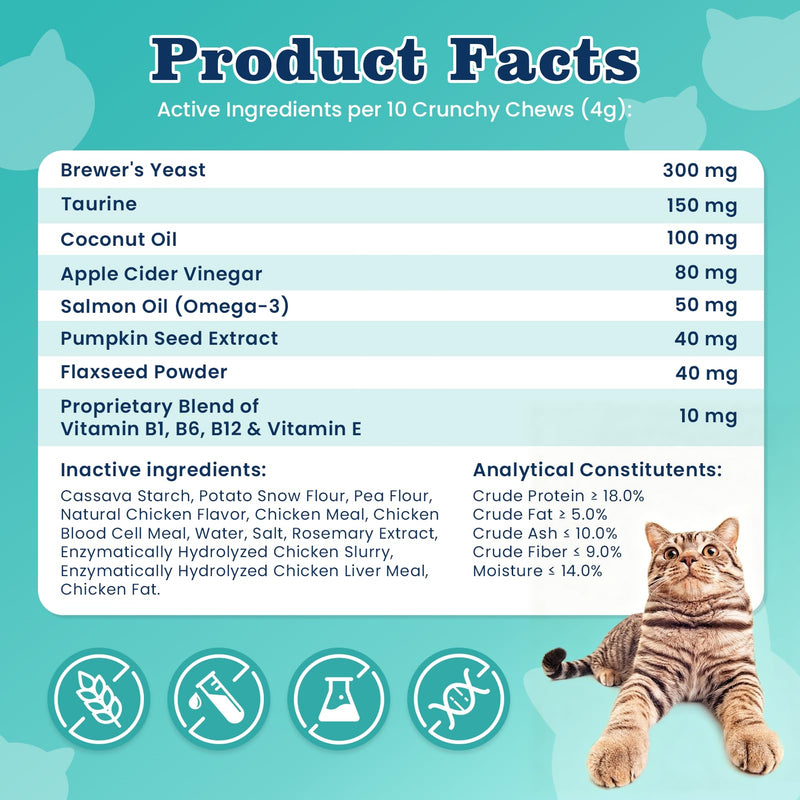 Flea Treatment for Cats 500 Treats Natural Flea and Tick Prevention Supplement for All Cats - Skin & Coat Care, Immune System Boot, Digestive Gut Health, Daily Oral Flea Supplement Chicken Flavor