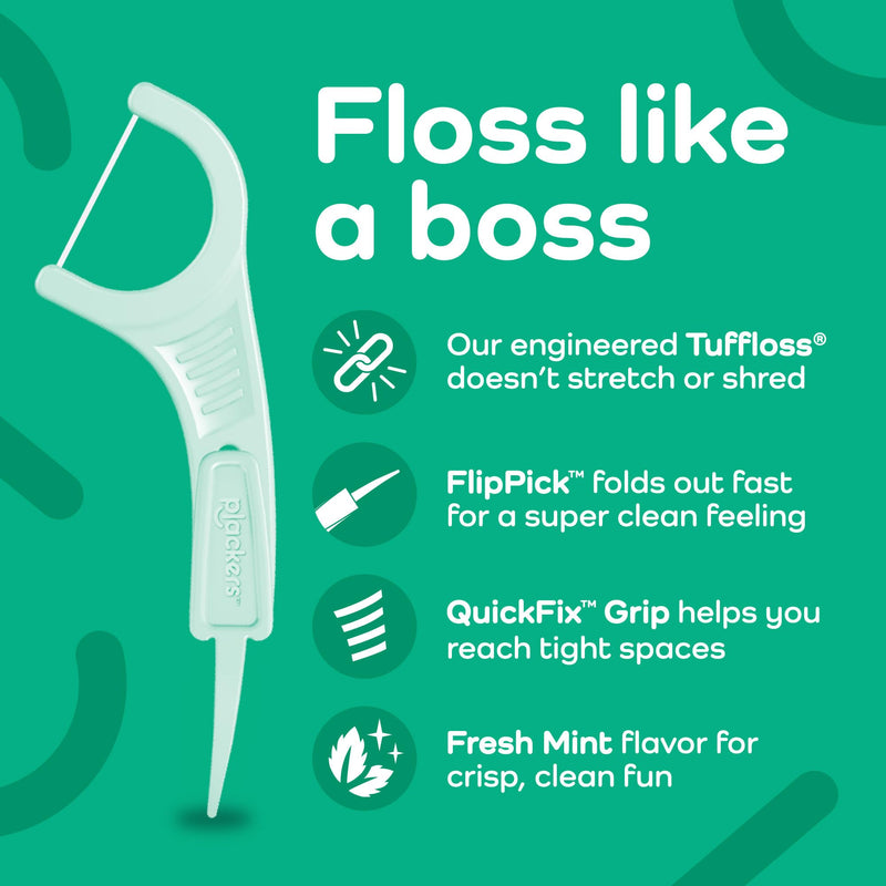 Plackers Micro Mint Dental Flossers, Fold-Out Toothpick, Super Tuffloss, Easy Storage with Sure-Zip Seal, Fresh Mint Flavor, 150 Count (Pack of 4) 150 Count (Pack of 4) Floss Picks - BeesActive Australia