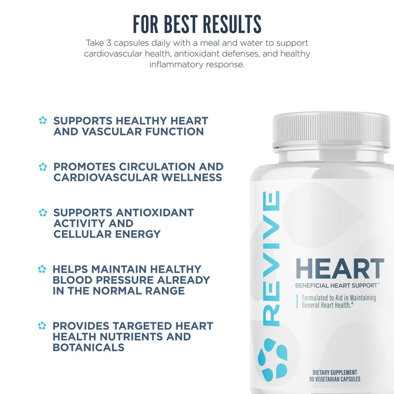 Revive MD Health Supplements, 90 Veggie Capsules - CoQ10 Supplement Supports Heart Muscle Function - Coenzyme Q10 200mg Promotes Healthy Flow - Vegan-Friendly & Gluten-Free (30 Servings)