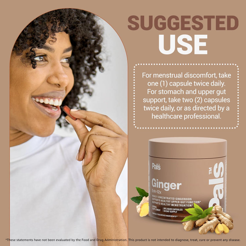 Pure Ginger Root Capsules Enh-12x: Ultra Potent 26% Gingeroids Extract Vegan Ginger Supplements for Nausea, Bloating & Menstrual Cramps, Support a Calm Stomach & Digestive Health, Non-GMO, (30 Days) - BeesActive Australia
