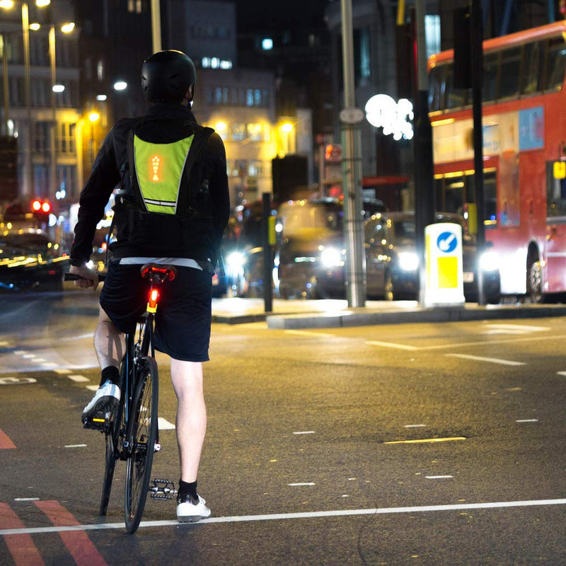 LED Turn Signal Safety Vest with Direction Indicator, USB Charging & Adjustable Bike Pack Accessory Guiding Light for Night Running Walking Cycling Gear - LED Glowing Reflective Backpack 48 LED