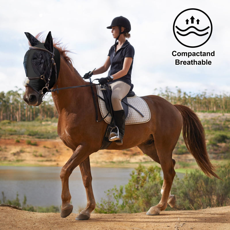 3 Pcs Horse Fly Mask-Fly Masks for Horses with Ears, Breathable Elastic Fabric for Sun Protection for Large/Medium Size Adult Horses (Blue-Black-Gray, Large) Blue-Black-Gray - BeesActive Australia