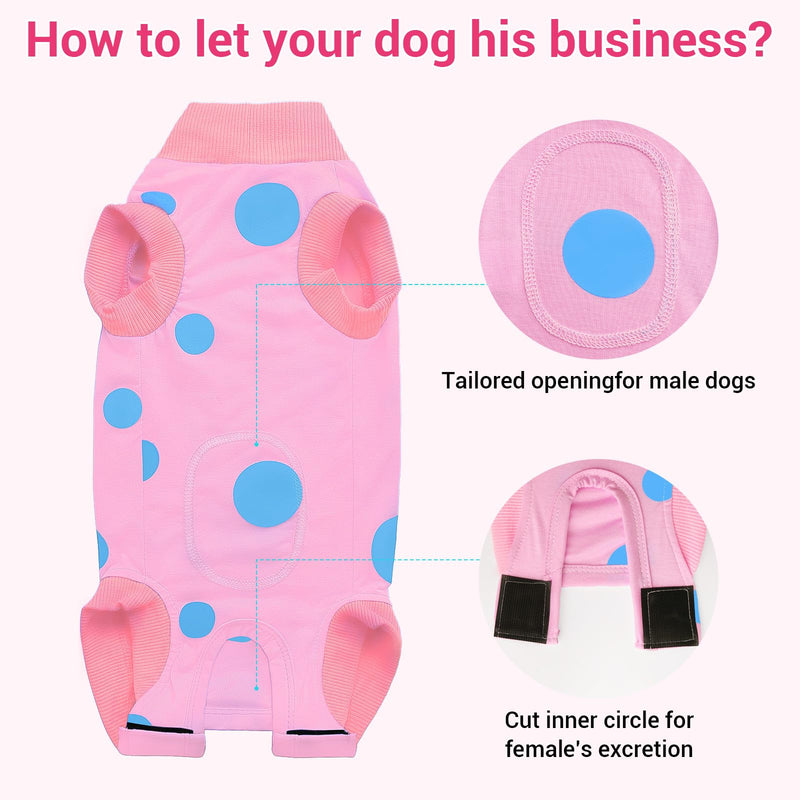 Lyneun Soft Dog Bodysuit After Surgery, Dog Bodysuit After Castration Male Female Dog, Adjustable Bodysuit Dog After Surgery, Breathable Surgery Bodysuit Dog for Hair Loss, Allergies, Anti-Licking, Wound Protection (Pink, L) Pink - BeesActive Australia
