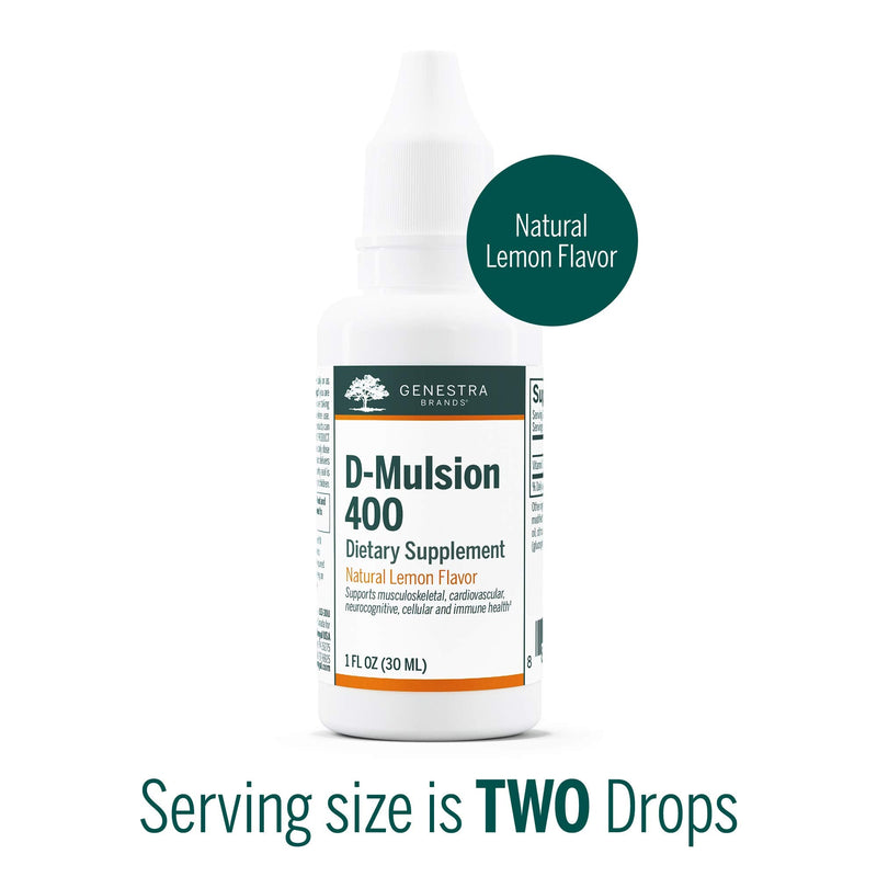 Genestra Brands D-Mulsion 400, Natural Lemon Flavor, 1,110 Servings | Liquid Vitamin D Supplement, Suports Musculoskeletal, Cardiovascular and Immune Health* Easy-to-Use Vitamin D Drops