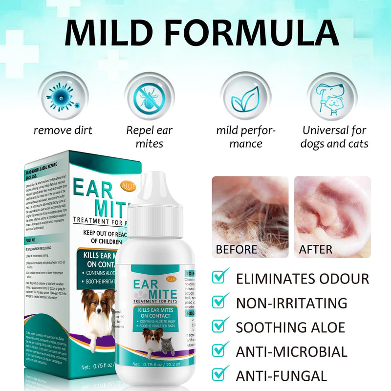Ear Mite Treatment for Dogs and Cats, Dog Ear Mite Treatment for Yeast Infection, Alleviate Suffering from Ear Mites and Itching and Odours Stinky Stuff Dogs Cats Ears Drops -22ml