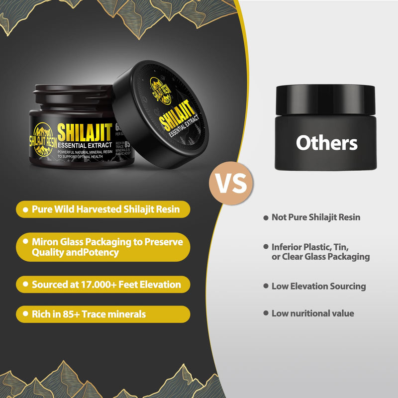 Shilajit Pure Himalayan Organic Shilajit Resin - Gold Grade 100% Shilajit with 85+ Trace Minerals & Fulvic Acid for Focus & Energy, Immunity, 50 Grams - BeesActive Australia