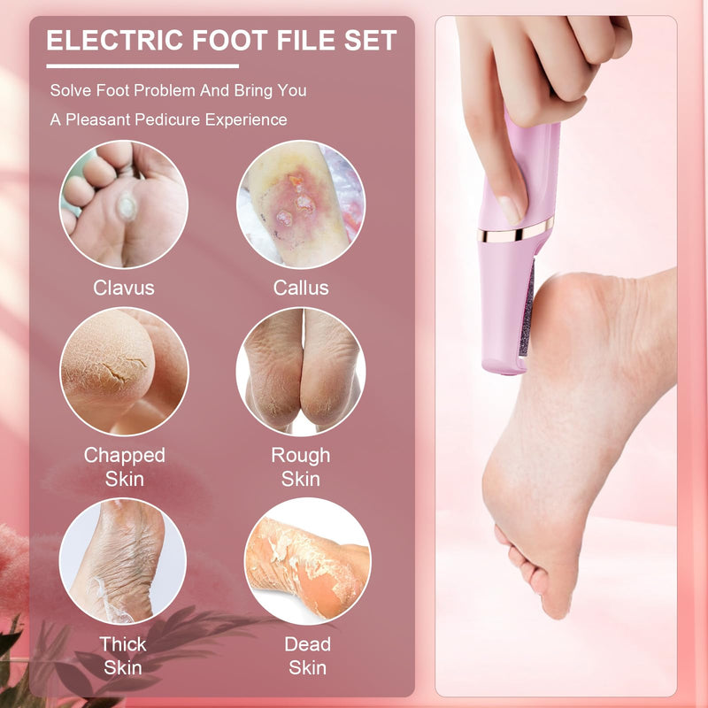 Callus Remover for Feet Rechargeable, Smooth Pedicure Wand Electric Foot File, Professional Pedicure Tools Kits Foot Scrubber for Smoother Feet Ideal Gift, Pedicure Kit Feet Care for Dead Dry Skin Pink - BeesActive Australia