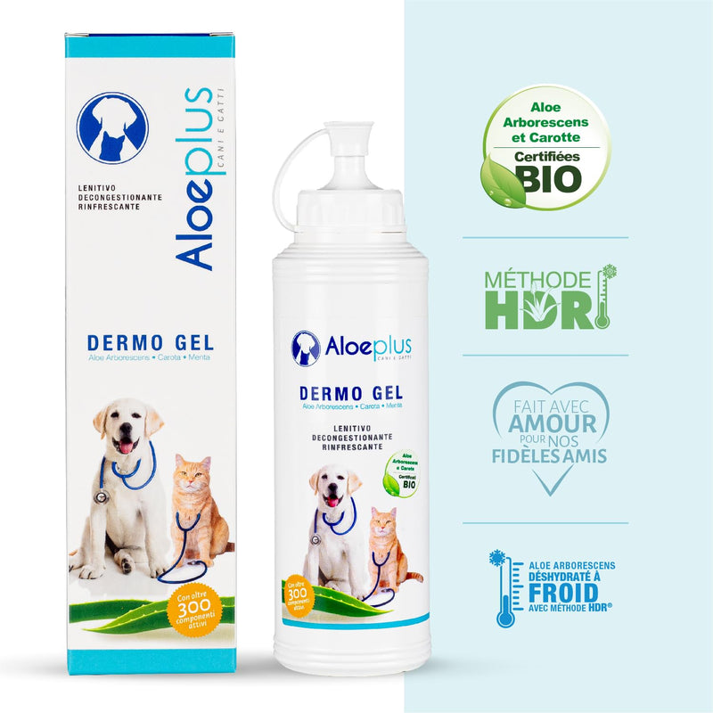 Dermo Gel for Dogs 200ml - Dog Ointment for Skin Irritation and Sensitive Skin, Dog Itch Relief, Soothing and Decongestant with Organic Arborescens Aloe Gel, 100% Natural Ingredients