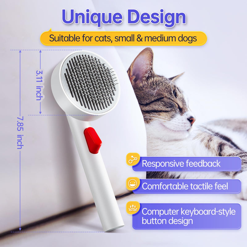 Cat Brush for Shedding with One-Click Button, Pet Comb for Indoor Cats, Suitable for Long or Short Haired Cats, Small and Medium Dogs, Grooming for Puppy Kitten Massage Removes Loose Fur - BeesActive Australia