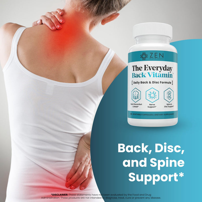 Zen Nutrients The Everyday Back Vitamin for Lower Back Relief & Nerve Function Support Supplement - Back, Disc and Nerve Relief with Alpha Lipoic Acid, Turmeric & Glucosamine (60 Capsules)
