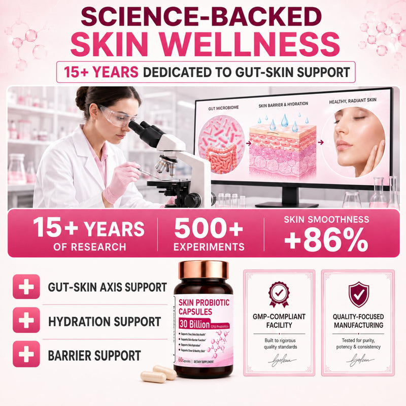 Probiotics for Women, 30 Billion CFU with Prebiotic Inulin, 60 Capsules | Probiotic Prebiotic Blend with Hyaluronic Acid, Rice Ceramides & Grape Seed Extract for Gut-Skin, Hydration & Barrier Support