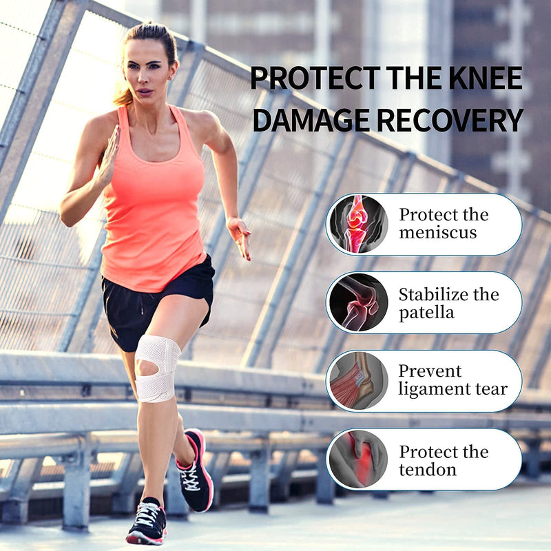 Galvaran Knee Brace with Side Stabilizers Relieve Meniscus Tear Knee Pain ACL MCL Arthritis,Joint Pain Relief, Breathable Adjustable Knee Support Suitable for Men and Women with Sports Injuries White - Left Medium - BeesActive Australia
