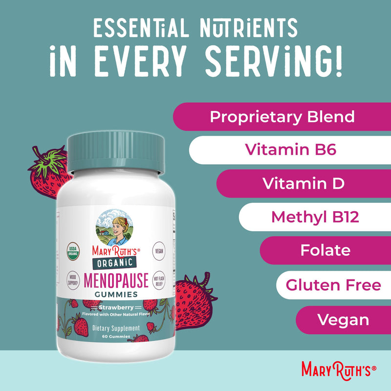 Organic Menopause Gummies by MaryRuth's | Menopause Supplements for Women | Mood Support | Hot Flash Relief | Maca Root | Black Cohosh | USDA Organic | Non-GMO | Vegan | 30 Servings - BeesActive Australia