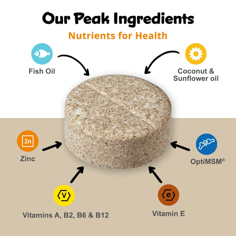 PeakTails Dermatrix, 150 Count Tablets for Dogs, Supports Healthy Skin, Shiny & Reduce Excessive Shedding, Contains MSM, Fish Oil & Omega 3 & 6 Essential Fatty Acids - PawsPlanet Australia