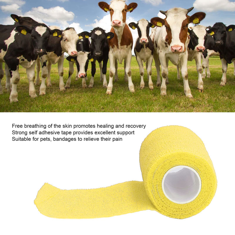 12Pcs Bandage Wrap Natural Latex Elastic Self Adhesive Wrap for Cows Dogs Horses 10cm(Yellow) - BeesActive Australia