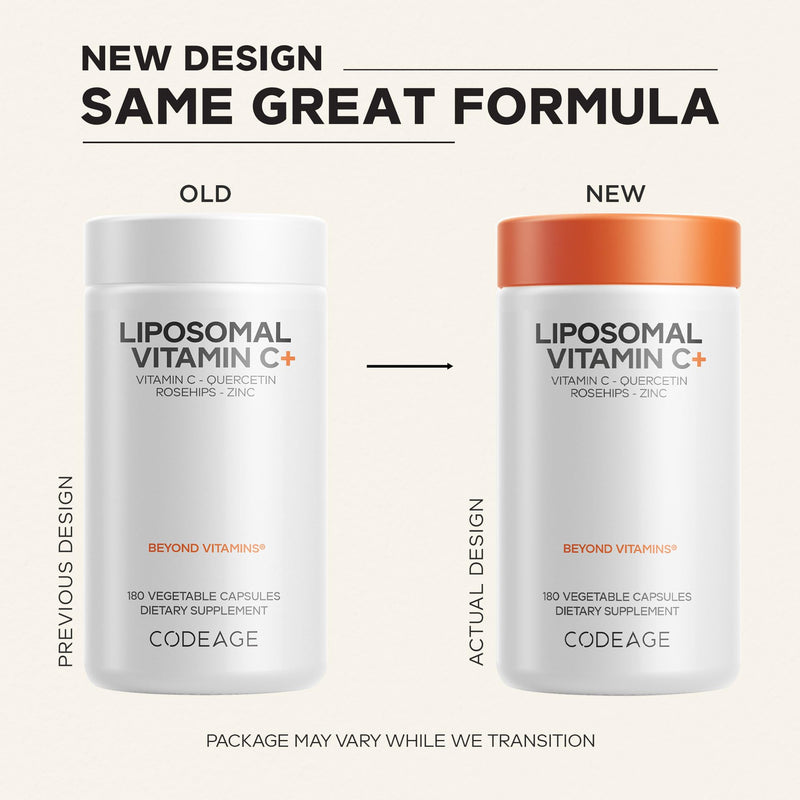 Codeage Liposomal Vitamin C 1500mg with Zinc, Elderberry, Citrus Bioflavonoids Grapefruit, Lemon, Orange Powder, Quercetin & Rose Hips Fruit – Vegan Supplement - Non-GMO, Vegan Pills - 2 Pack
