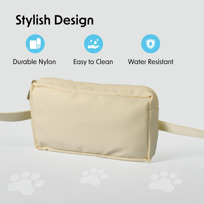 Hands-Free Dog Leash with Adjustable Waist & Crossbody Fanny Pack Perfect for Walking, Jogging, & Training, Securely Holds Treats, Toys, and Essentials, Comfortable, Durable, and Convenient Design Small Beige - BeesActive Australia