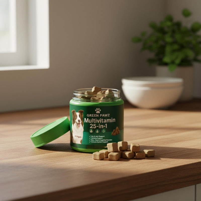 Daily 25-in-1 Dog multivitamin Designed to Support Overall Health, Combining Essential Dog Vitamins and Supplements in one Easy chew.