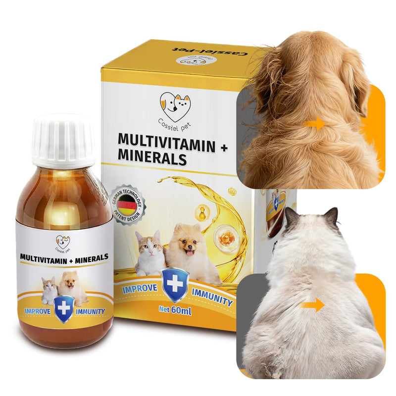Multivitamins Supplement for UTIs & Allergy Relief, Skin & Coat Care, Hip & Joint Supplement, Immunity Boosting & Digestive Aid for Dogs & Cats 2.03 Fl Oz (1 Bottle) 1 Bottle