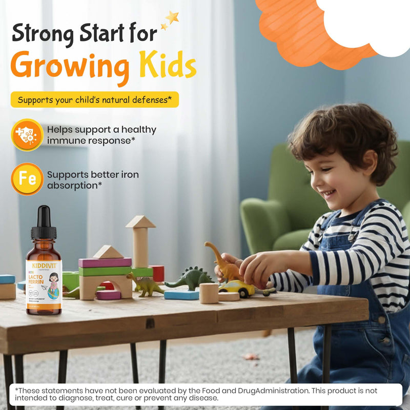 Lactoferrin Kids Liquid Drops with Vitamin C – 30 Daily Servings, 2 FL OZ (60 mL) – Immune & Digestive Support – Sugar Free, Gluten Free