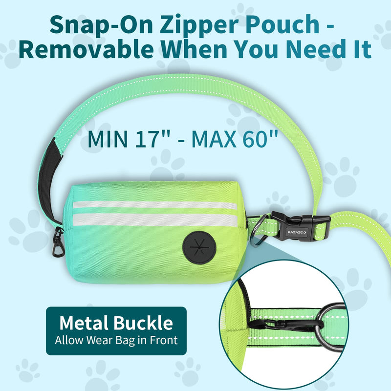 Hands Free Dog Leash with Removable Zipper Pouch, Dual Padded Handles and Durable Bungee for Walking, Jogging and Running-Your Dog (Large, 35-140 lbs-Cyan Cyan