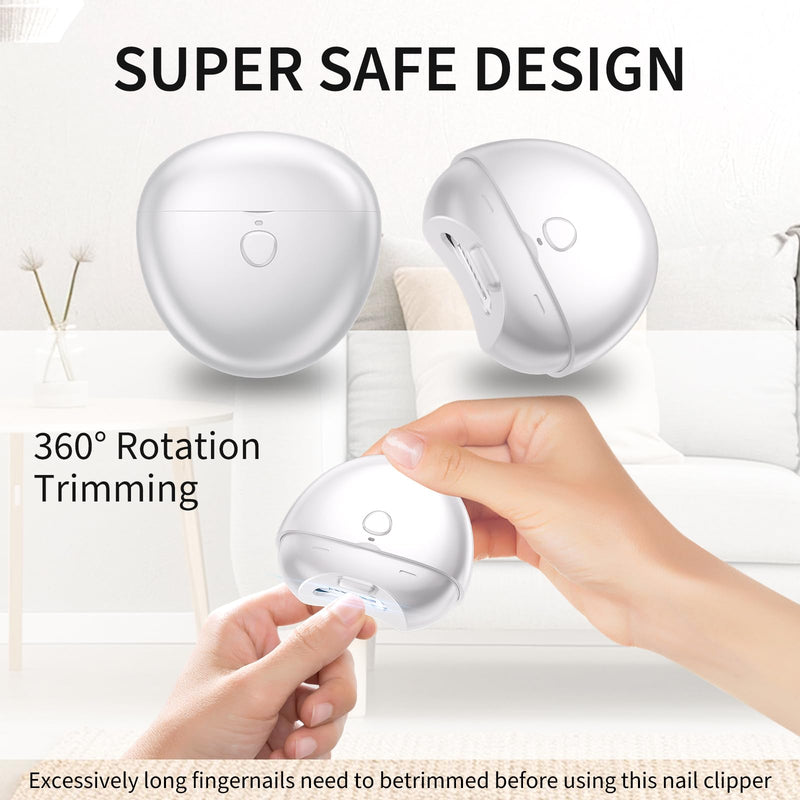 Automatic Nail Clipper for Baby, Electric Nail Trimmers with LED Light & 2 Speeds 2026 Upgraded USB Rechargeable Fingernail Trimmer with Clip Storage Safe for Seniors