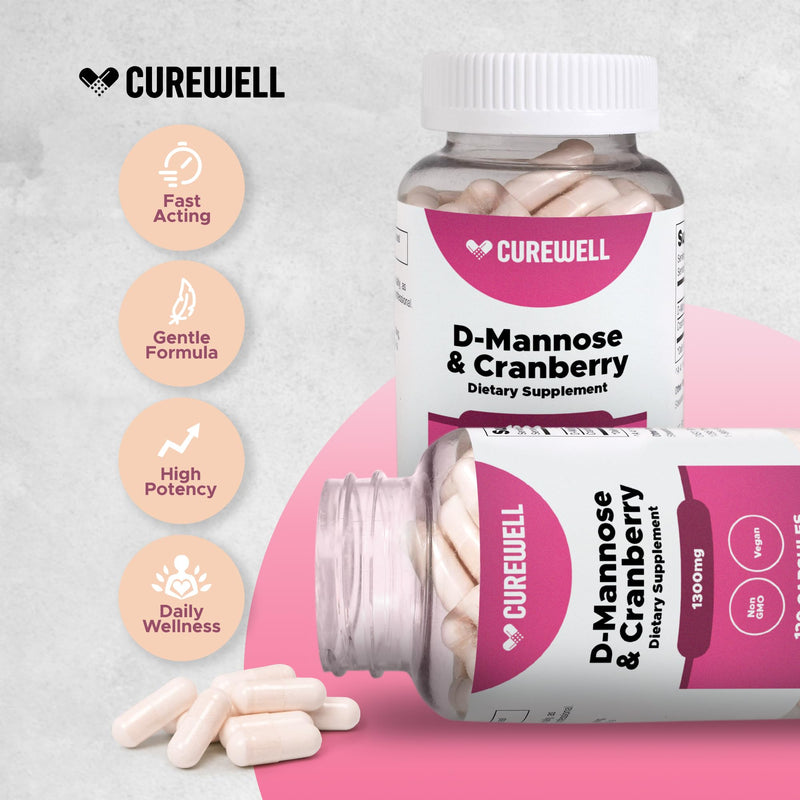 D-Mannose & Cranberry 1300mg (120 Capsules) | Vegan & Non-GMO Urinary Tract Health Supplement | UTI Defense & Bladder Support for Women & Men | Natural Urinary Cleanse & Immune Support - BeesActive Australia