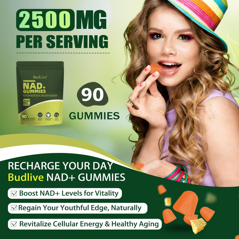 NAD Resveratrol Gummies, Liposomal NAD Gummies for Women | with Nicotinamide Riboside, Quercetin, Trans-Resveratrol, Anti-Aging, Cellular Energy & Healthy Aging Support, Non GMO
