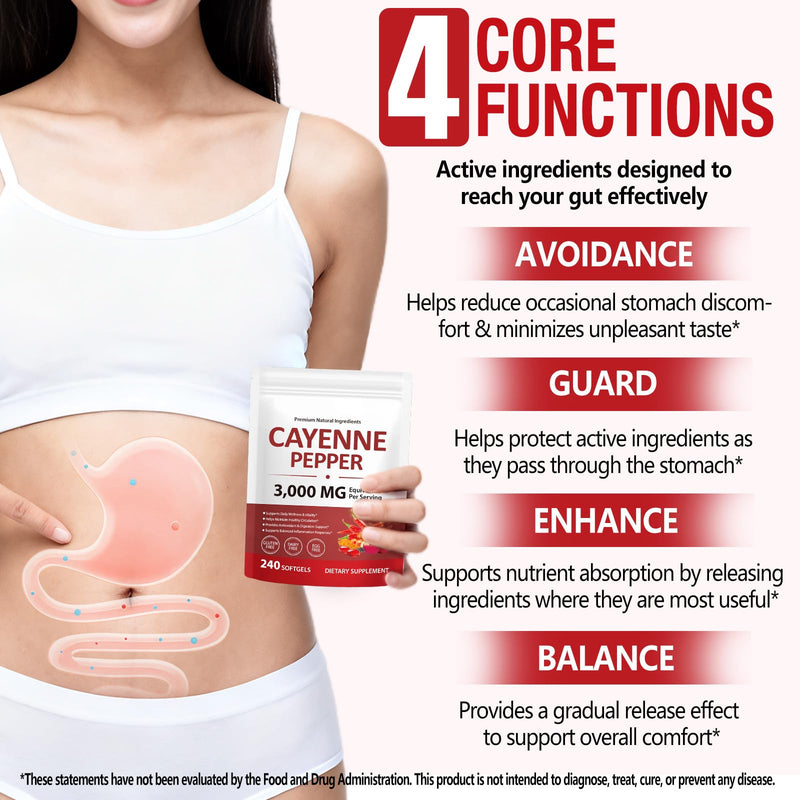 Cayenne Pepper Softgels with Beetroot Extract, Turmeric Curcumin & Hawthorn – Enhanced with Vitamins D3, K2 & E – Supports Heart Health, Circulation & Leg Vein Wellness – 240 Easy-to-Take Capsules 240 Count (Pack of 1)