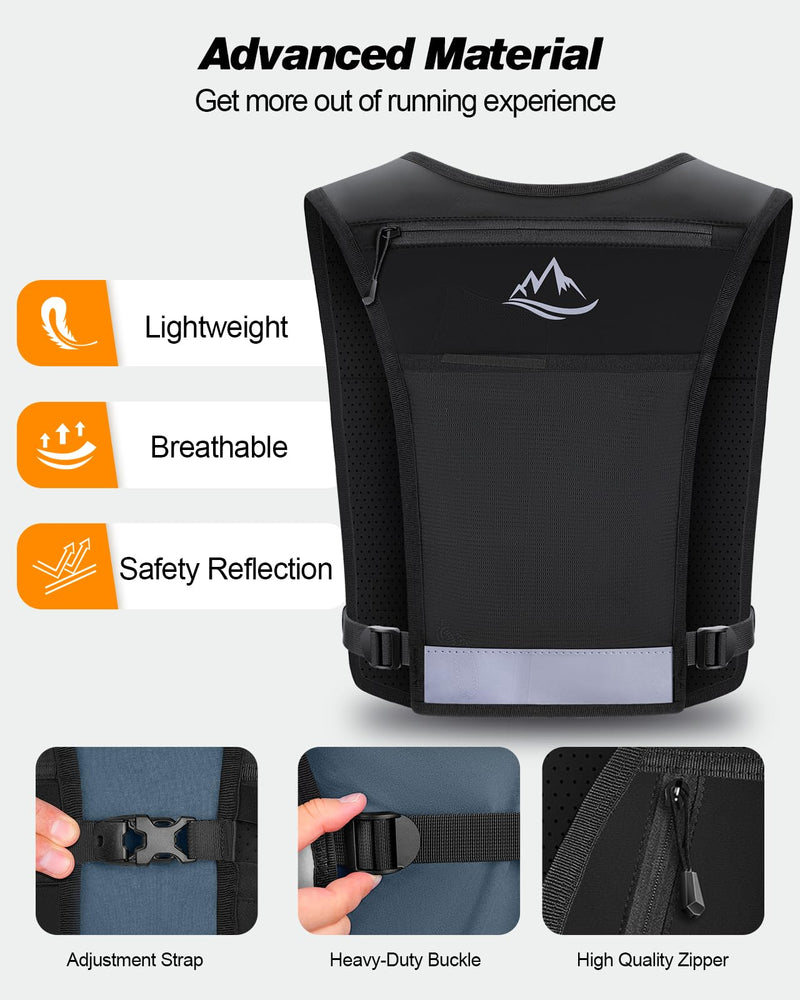 Running Vest for Women Men, Reflective Hydration Vest with Adjustable Waistband & Phone Pocket, Lightweight Breathable Running Water Vest for Jogging Hiking Trail Cycling and Marathon Race Medium - BeesActive Australia