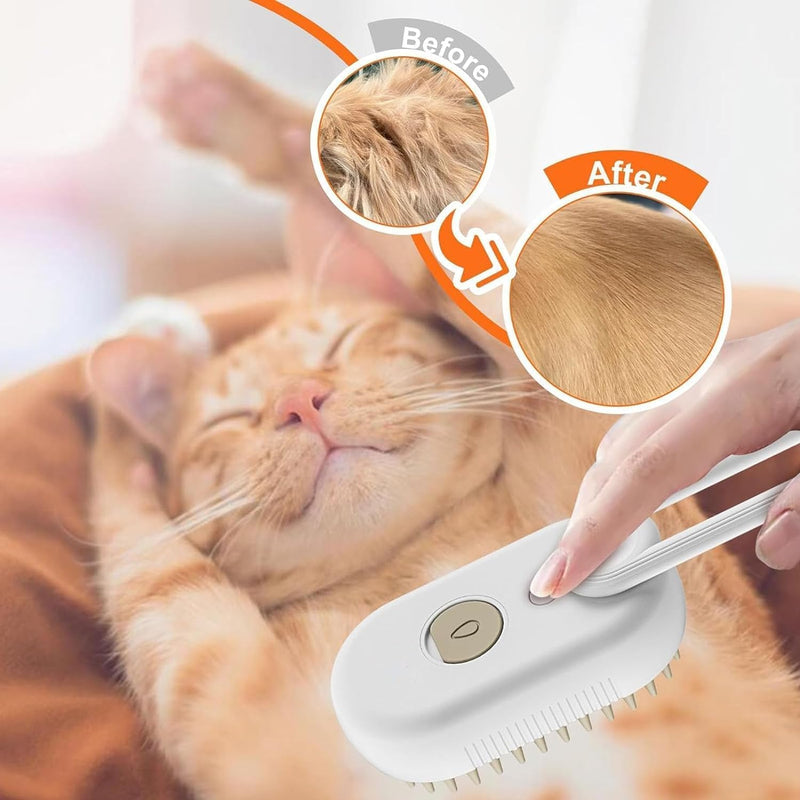 Cloud Care Cat Brush, 2024 Best Cat Steam Brush, Pet Steam Cat Brush, 3-in-1 Self-Cleaning Cat Brush with 360° Rotating Arm, Detachable Silicone Bristle Brush(khaki) khaki - BeesActive Australia
