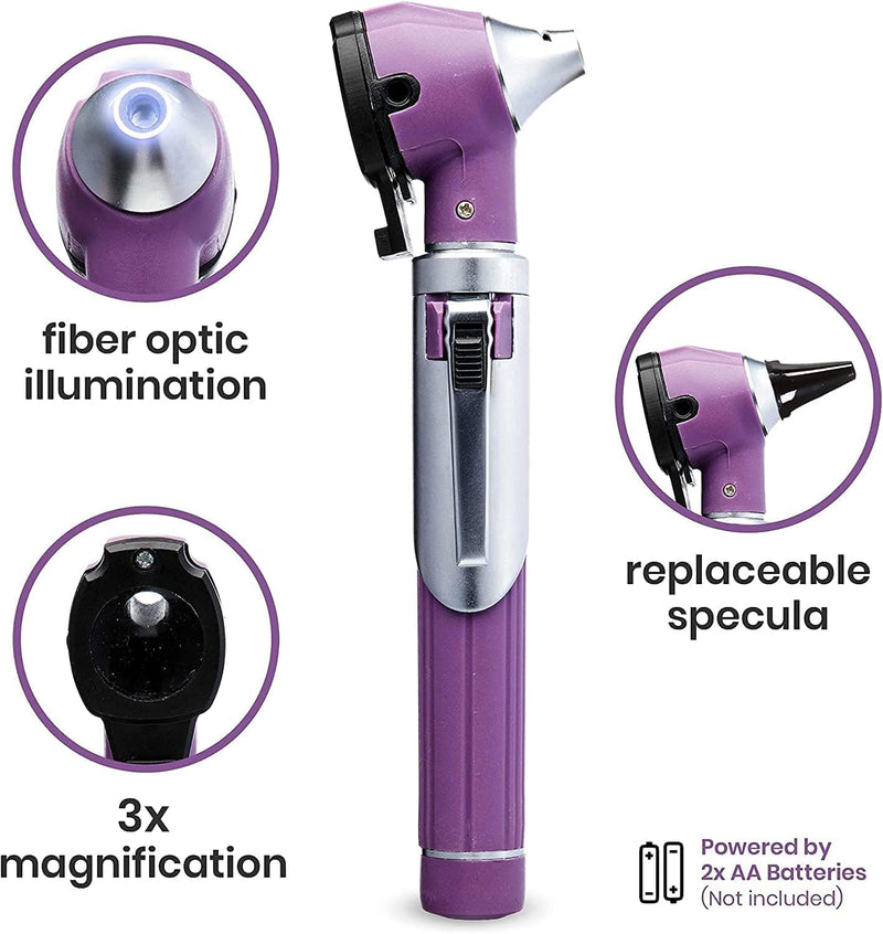 Zyrev ZetaLife Otoscope Set with 50 Extra Disposable Specula Tips, Purple - BeesActive Australia