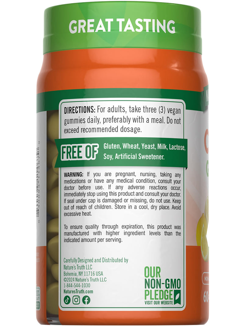 Nature's Truth Vitamin C Gummies with Zinc for Adults | 60 Count | Immune Support | Vegan, Non GMO & Gluten Free Supplement 60 Count (Pack of 1)
