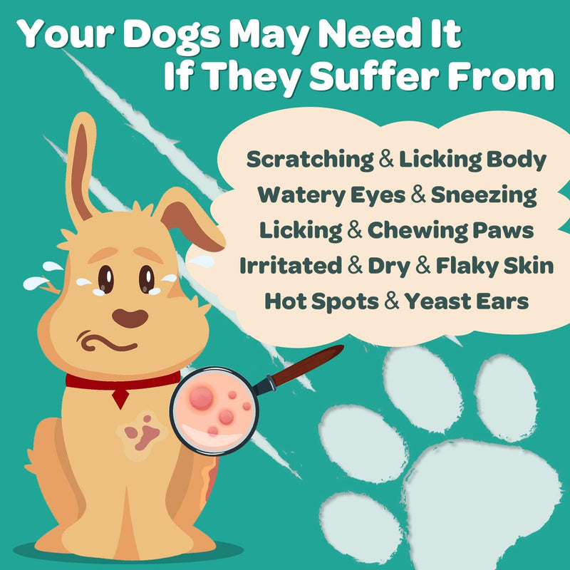 NATURE TARGET Dog Allergy Relief Freeze Dried Chews, with Probiotics, Colostrum for Immune Health - with MSM & Glucosamine, Omegas 3 & 6, Probiotics for Digestive Health