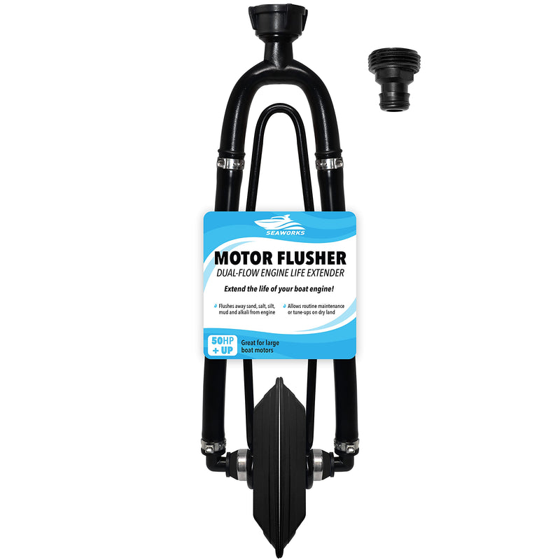 Dual Feed Muff Style Boat Motor Flusher | Use for Antifreeze Winterization or Common Water Flush | 5/8 Inch Standard Garden Hose Connection Black - BeesActive Australia