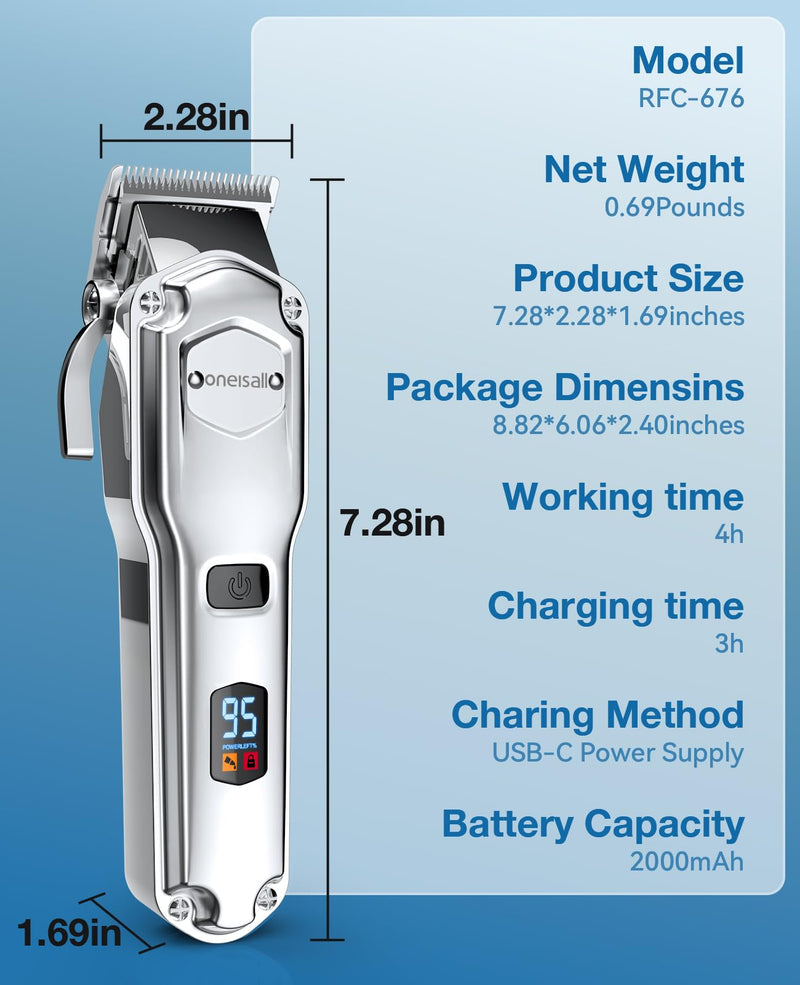 oneisall Dog Clippers for Grooming for Thick Heavy Coats/Low Noise Rechargeable Cordless Pet Shaver with Stainless Steel Blade/Waterproof Dog Shaver for Dogs Pets and Animals (Sliver) A Stainless Steel - BeesActive Australia