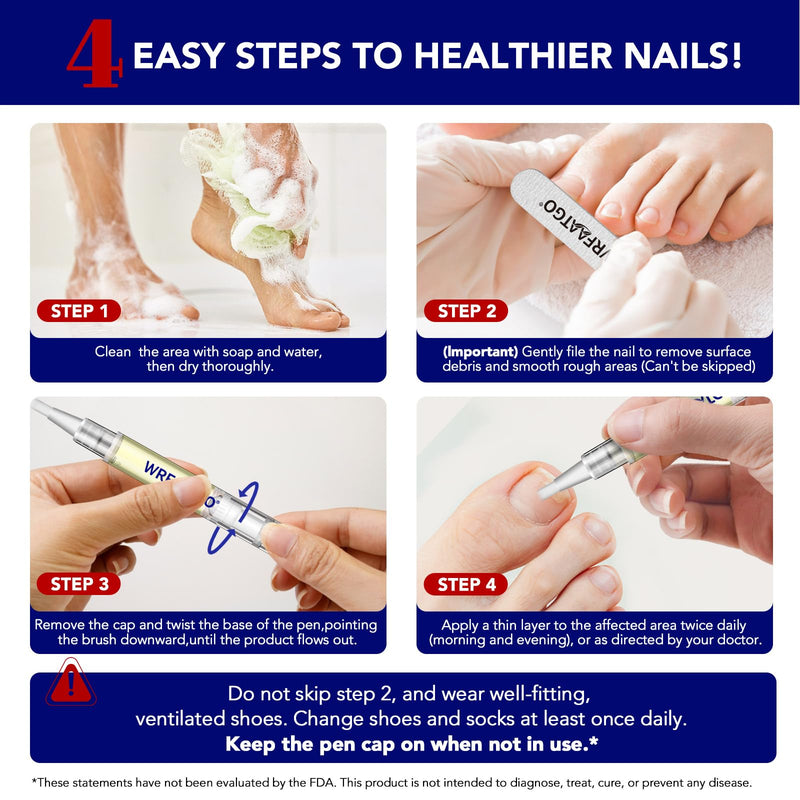 Toenail Fungus Pen, Toenail Fungus Treatment Extra Strength, 25% Undecylenic Acid for Fingernails & Toenails, Toe Nail Treatment, 4PCS Fungal Nail Care Pen with Tea Tree Oil & Oregano Oil