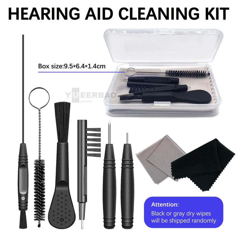 10-Piece Hearing Aid Cleaning Kit-Clear Clogged Tubes, Removes Earwax