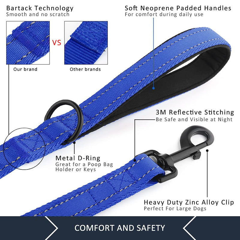 Plutus Pet Dog Leash 6ft Long,Traffic Padded Two Handle,Heavy Duty,Reflective Double Handles Lead for Control Safety Training,Leashes for Large Dogs or Medium Dogs,Dual Handles Leads(Navy Blue) Navy Blue - BeesActive Australia
