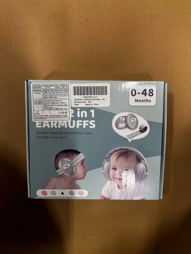 BOENFU Noise Cancelling Headphones for Babies and Toddlers up to 48 Months, 2 in 1 Adjustable Ear Muffs Noise Protection White - BeesActive Australia