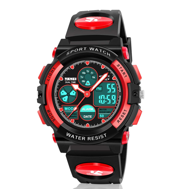 ATIMO LED Multi Function Waterproof Watch for Kids - Kids Gifts red