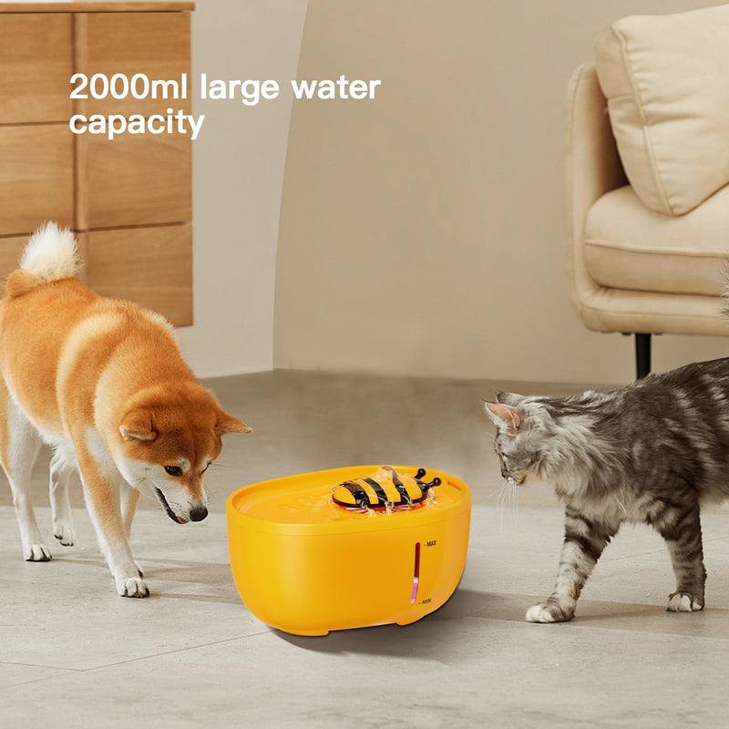 Cat water68oz/2L Cat Water Dispenser -Cat Pet Water Dispenser- Automatic Cat Water Dispenser Bowl -Cat Feeding and Drinking Supplies- Water Level Window-Ultra Quiet Water Dispenser(Yellow) Black HM-01 - BeesActive Australia