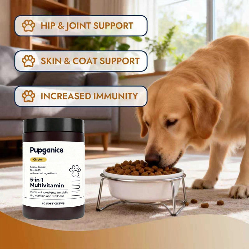 Multivitamin Soft Chews for Dog, with Probiotics, Glucosamine, CoQ10, Vitamins A, D3 & E, Chicken Flavor, 60 Count
