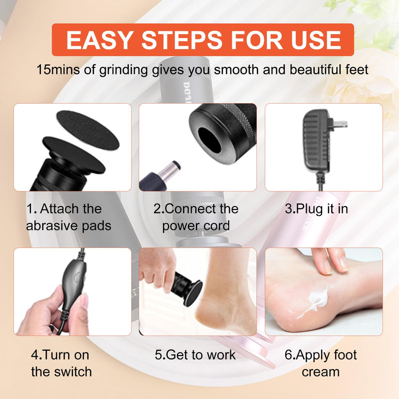 PowerPro Electric Foot Callus Remover,36W Professional 1200rpm Heavy Duty Metal Grinder for Dead Skin Automatic Foot Sander with 60pcs Sandpaper Pads for Home Use Pedicure Kit(Black) Black - BeesActive Australia