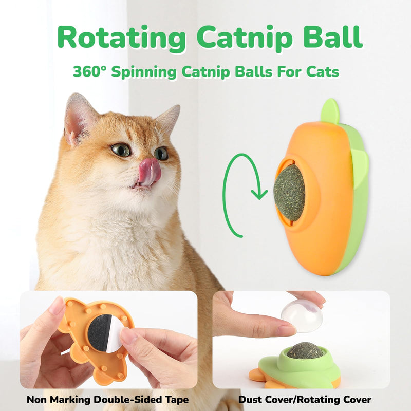 Cat Nip Ball Catnip Balls for Cat Nip Toys for Indoor Cats Catnip Balls That Stick On Wall 5 Piece(3 Catnip Balls, 2 Worm Gall Balls) with 2 Replacement Catnip Balls As Present - BeesActive Australia