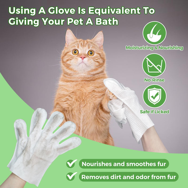 Vannon Extra Thick Pet Bathing Wipes for Dogs & Cats, Cleaning & Odor-Controlling Grooming Gloves, Nourish Fur Glove Wipes for Daily Care and Traveling, Rinse Free, Coconut Scent, 2 Pack, 12 PCS B-Coconut Scent 2pack - PawsPlanet Australia