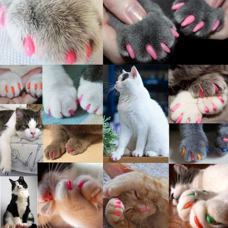 VICTHY 140pcs (14 Colors) Cat Nail Caps, Cat Claw Covers Cat Nail Covers with Adhesives and Applicators (Medium) Medium - BeesActive Australia